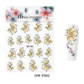 1 piece 2021 new technology thin transparent three-dimensional embossed flower system nail stickers 5D adhesive nail stickers embossed (design: OM-F002)